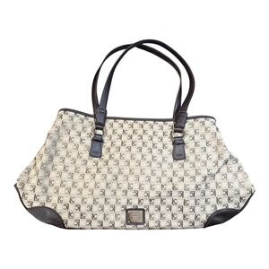 Liz Claiborne Tote Bag Monogrammed‎ Satchel Purse Handbag Designer Neutral